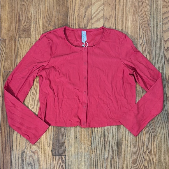 Andie Swim Augusta Jacket Ribbed Coverup Flame Red size M NWT - Picture 2 of 6